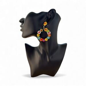 Floral Multicolor Hoop Earrings